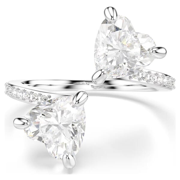 Swarovski Mesmera open ring Heart cut, Pavé, White, Rhodium plated